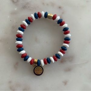 Rustic Cuff Red/White/Blue Beaded Bracelet